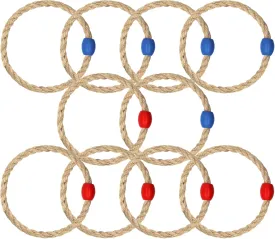 10 Pack Sisal Rope Ring Toss Game Replacement Parts for Kids and Adults, Outdoor Toss Rings for Speed Agility Practice Game,Yard Games Lawn Games for Party(Red and Blue)