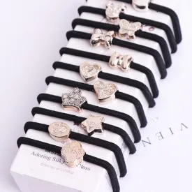 10PCS/Lot New Korean Hair Accessories For Women Black Elastic Hair Rubber Bands Girls Lovely Hair Ropes Ponytail Holder Tie Gums