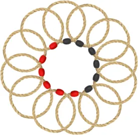 12 Pack Sisal Rope Ring Toss Game Replacement Parts for Adults and Kids, Outdoor Toss Rings for Agility Practice and Speed Game and Yard Games and Lawn Games for Party (Red and Black)