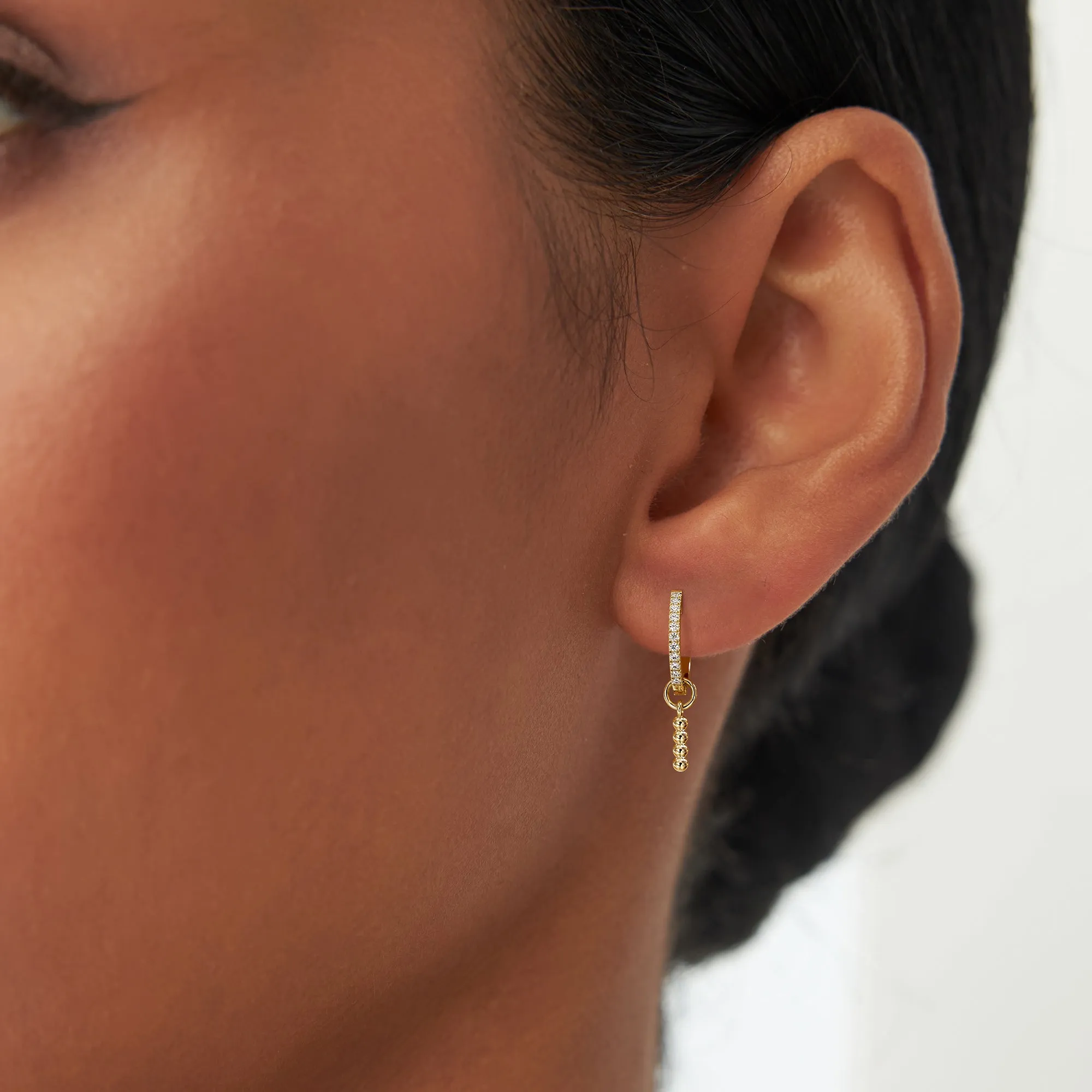 14k Beaded Hoop Charm
