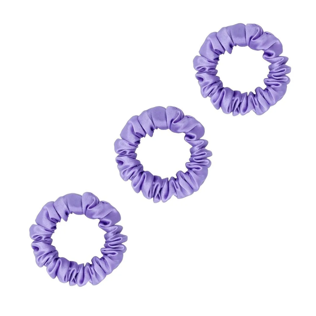 3 Pack Premium Mulberry Silk Scrunchies - Chocolate - Small
