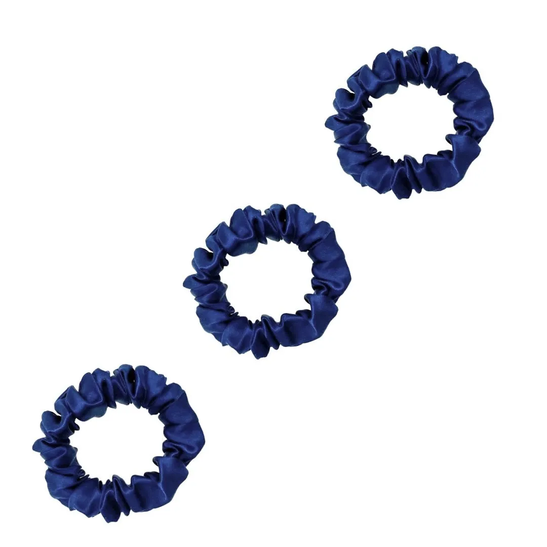 3 Pack Premium Mulberry Silk Scrunchies - Chocolate - Small