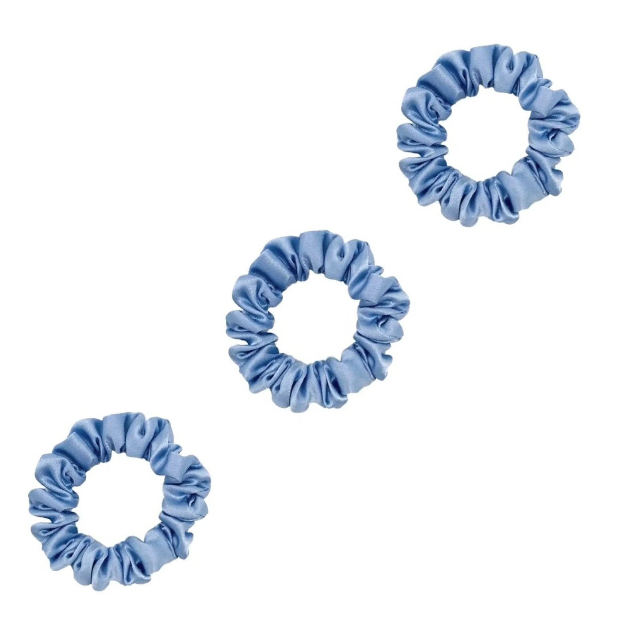 3 Pack Premium Mulberry Silk Scrunchies - Chocolate - Small