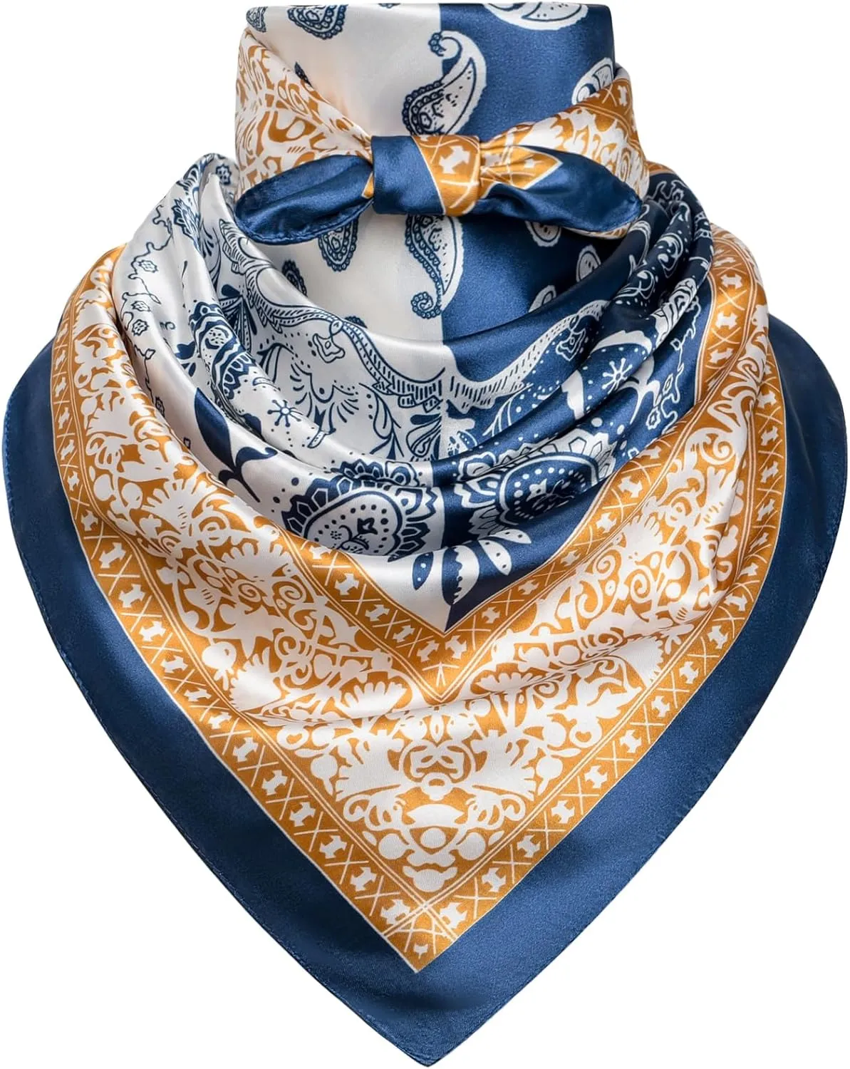35" Men's Cowboy Scarf - Oversized Western Bandana Neckwear, Large Square Scarf with Gift Packaging