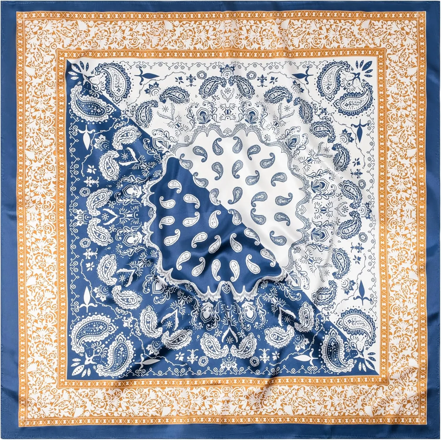 35" Men's Cowboy Scarf - Oversized Western Bandana Neckwear, Large Square Scarf with Gift Packaging
