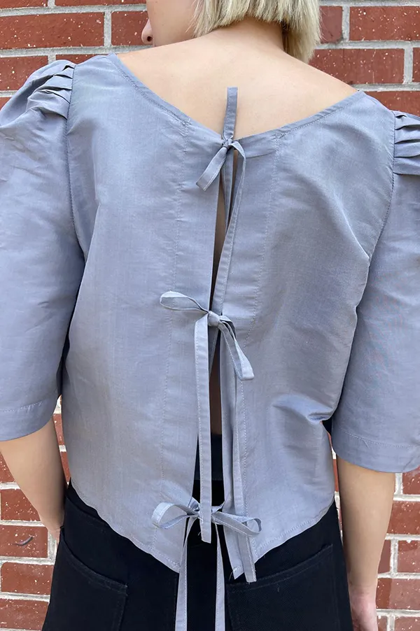 Albertina Puff Sleeve Top in Silver