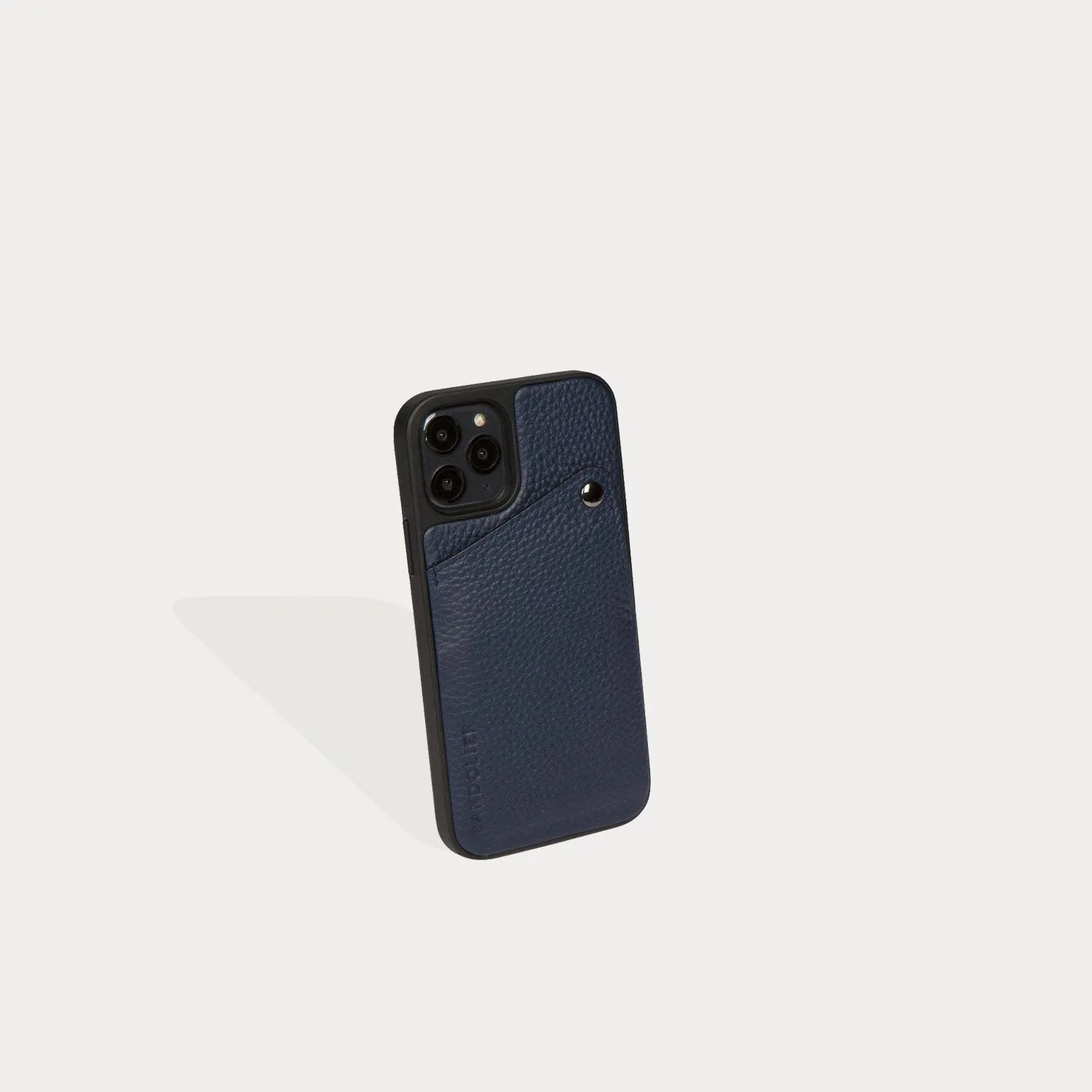 Alex Pebble Leather Wallet Case (no D-rings) - Navy/Pewter
