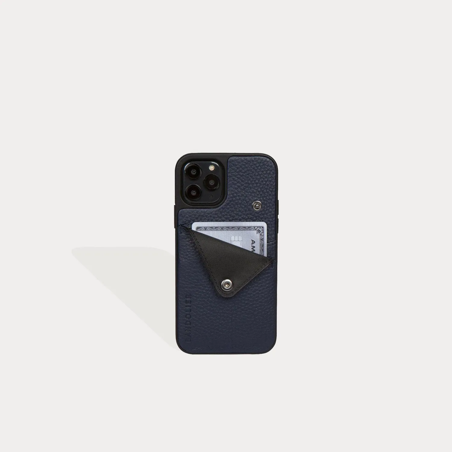 Alex Pebble Leather Wallet Case (no D-rings) - Navy/Pewter