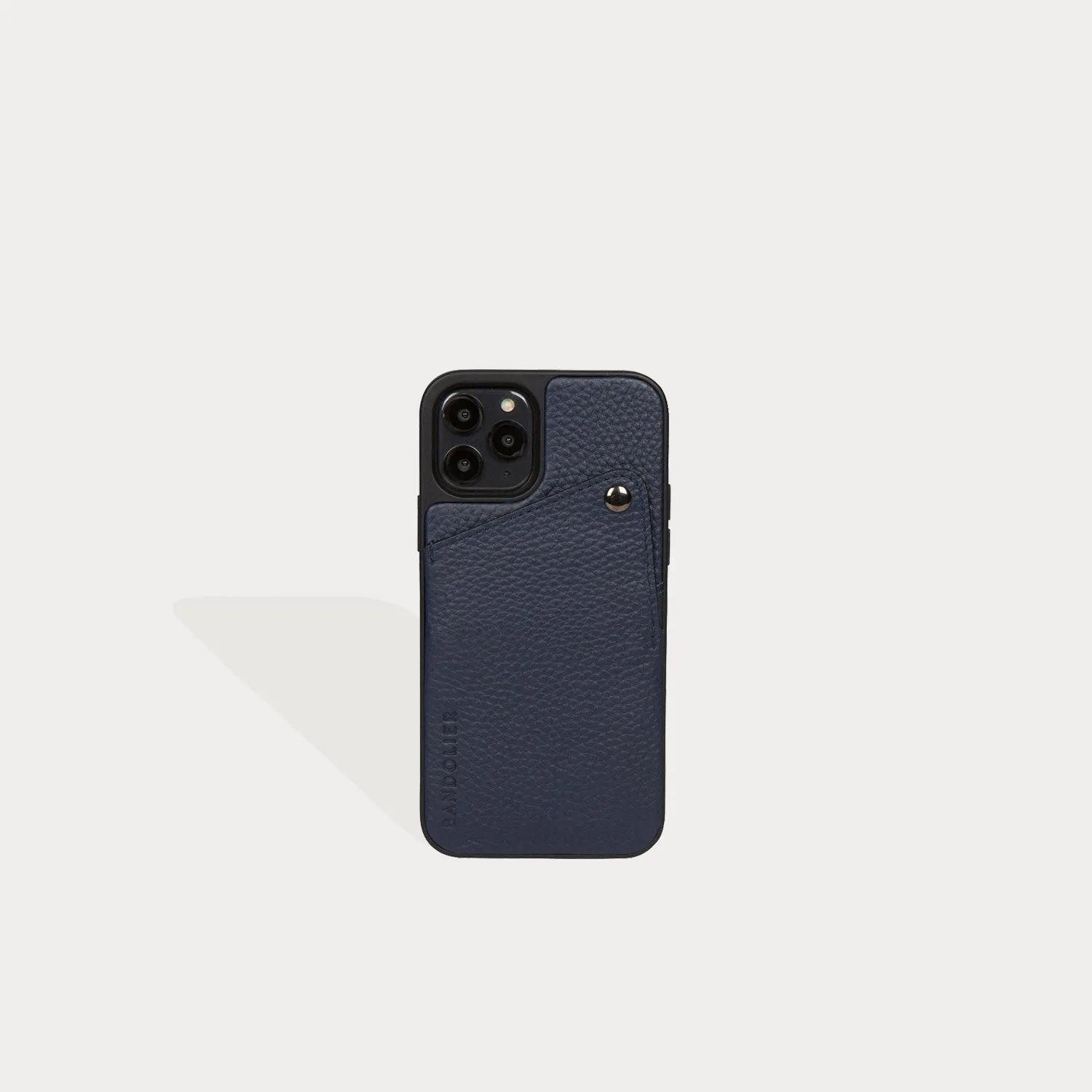 Alex Pebble Leather Wallet Case (no D-rings) - Navy/Pewter