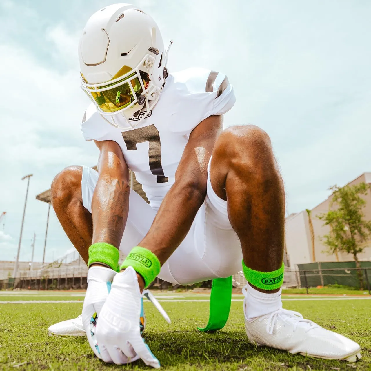 Battle Sports Thick Football Armbands- Wrist Bands for Football, High-Performance Bands with Ultra-Soft Material to Wick Away Sweat and Keep Hands Dry- Includes 2 Wrist Bands