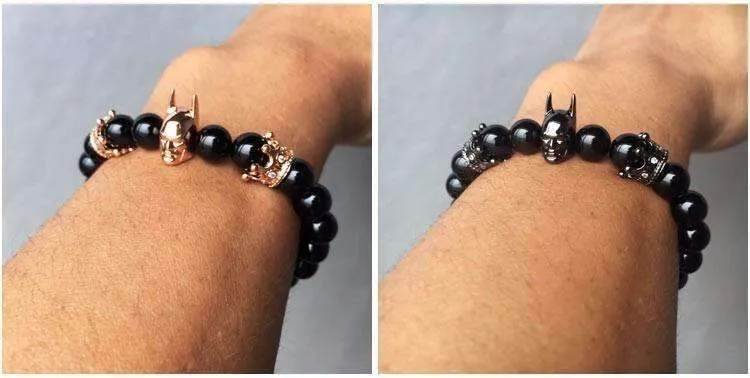 Black Batman Natural Agate Stone Bracelet