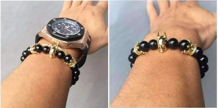 Black Batman Natural Agate Stone Bracelet