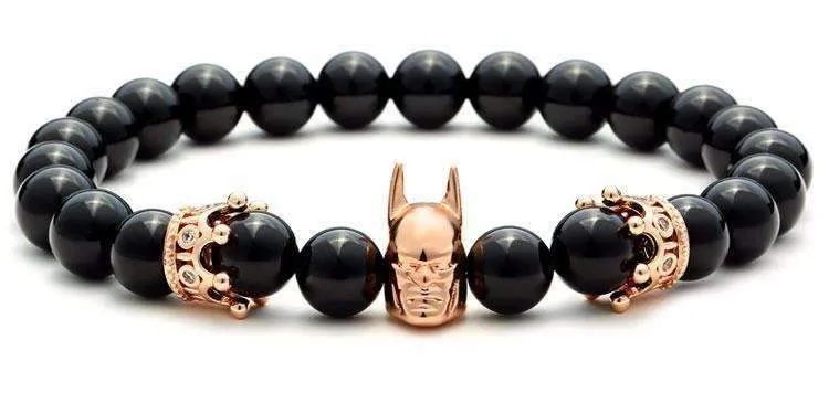 Black Batman Natural Agate Stone Bracelet