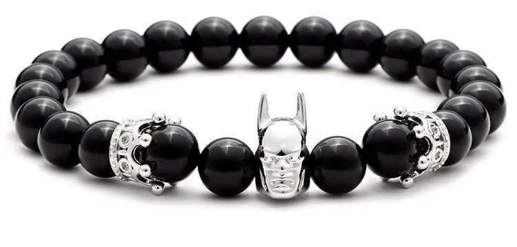 Black Batman Natural Agate Stone Bracelet