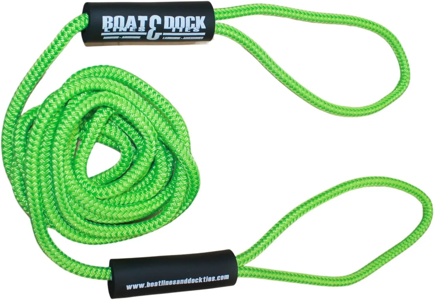 Boat Throw Rope- Double Braided Nylon Rope, Stitched Loops and Floats by Boat Lines and Dock Ties (Hiviz Green, 2 Loop 10 Feet)