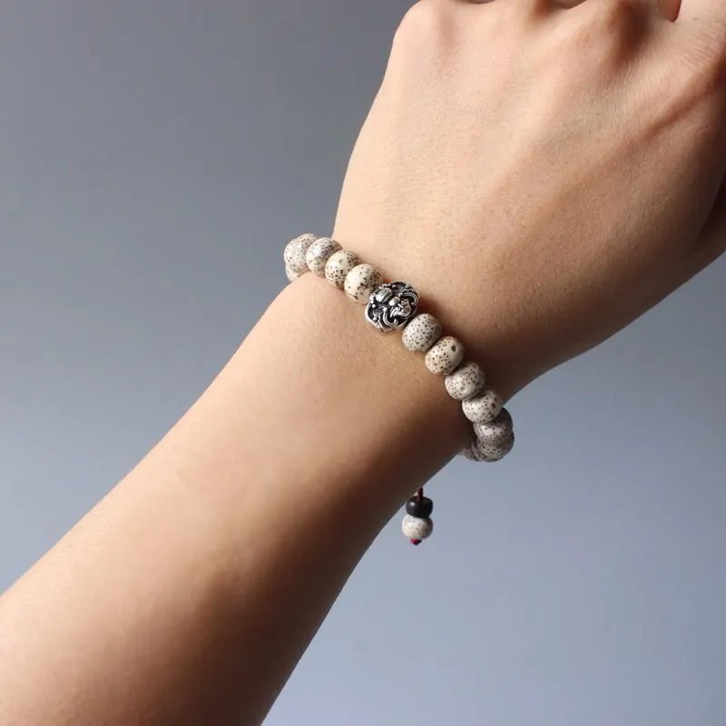 Bodhi Seeds Hand-Carved White Copper Lucky Bat Bracelet