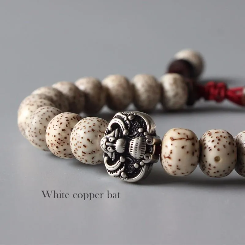 Bodhi Seeds Hand-Carved White Copper Lucky Bat Bracelet