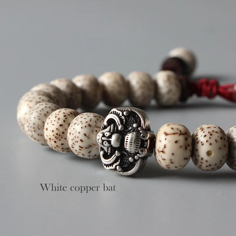 Bodhi Seeds Hand-Carved White Copper Lucky Bat Bracelet