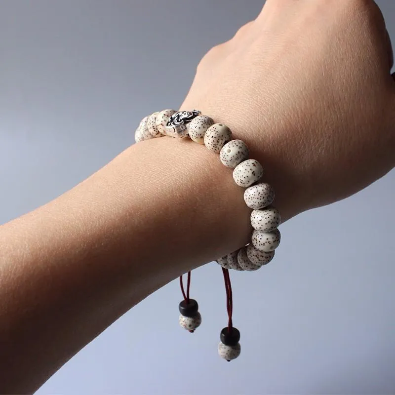 Bodhi Seeds Hand-Carved White Copper Lucky Bat Bracelet