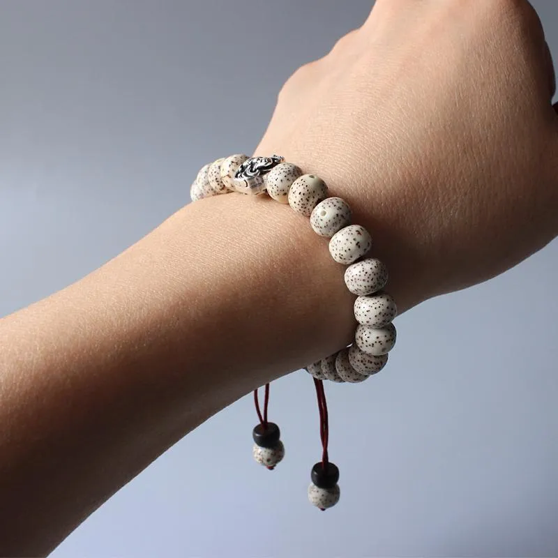 Bodhi Seeds Hand-Carved White Copper Lucky Bat Bracelet