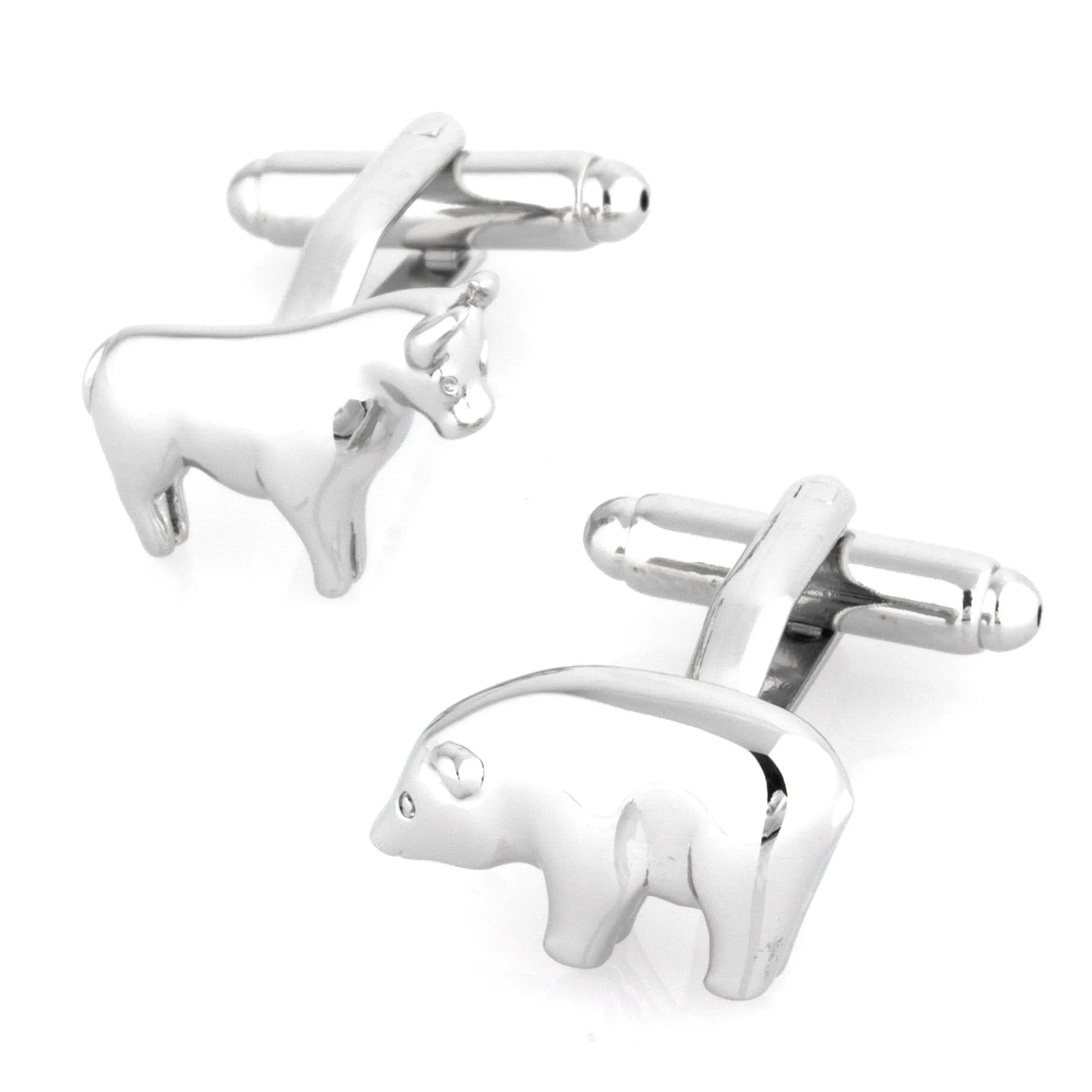Bull and Bear Silver Cufflinks