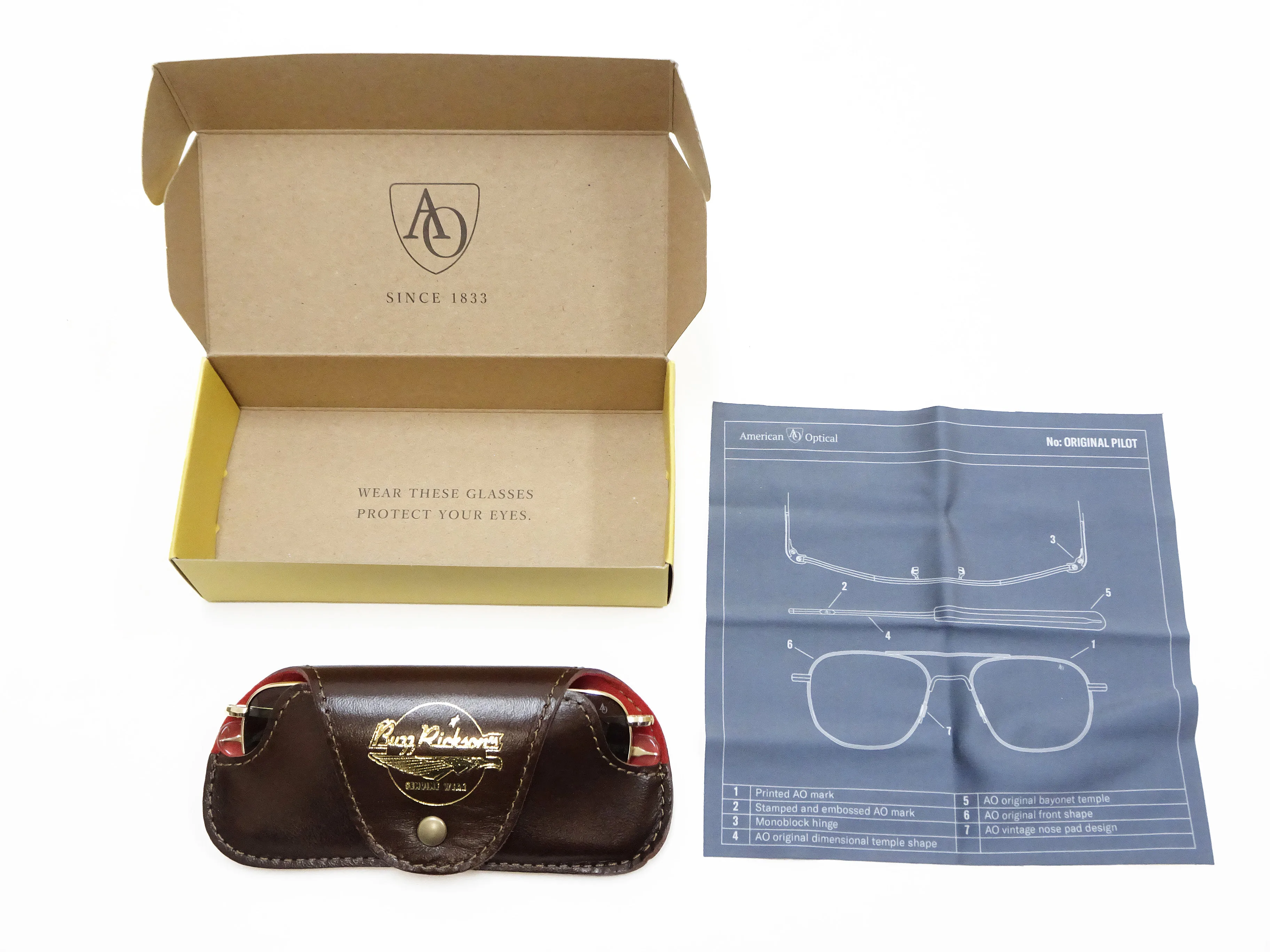 Buzz Rickson Sunglasses Men's Reproduction of American Optical Pilot Sunglasses FG-58 (Flight Goggles 1958) BR02753