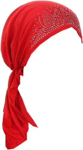 Cancer Head Scarf for Women Chemo Pre Tied Rhinestone Bandana Headwrap Caps Skull Beanies Turban Hair Cover