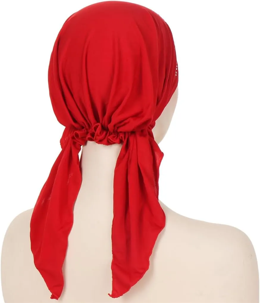 Cancer Head Scarf for Women Chemo Pre Tied Rhinestone Bandana Headwrap Caps Skull Beanies Turban Hair Cover