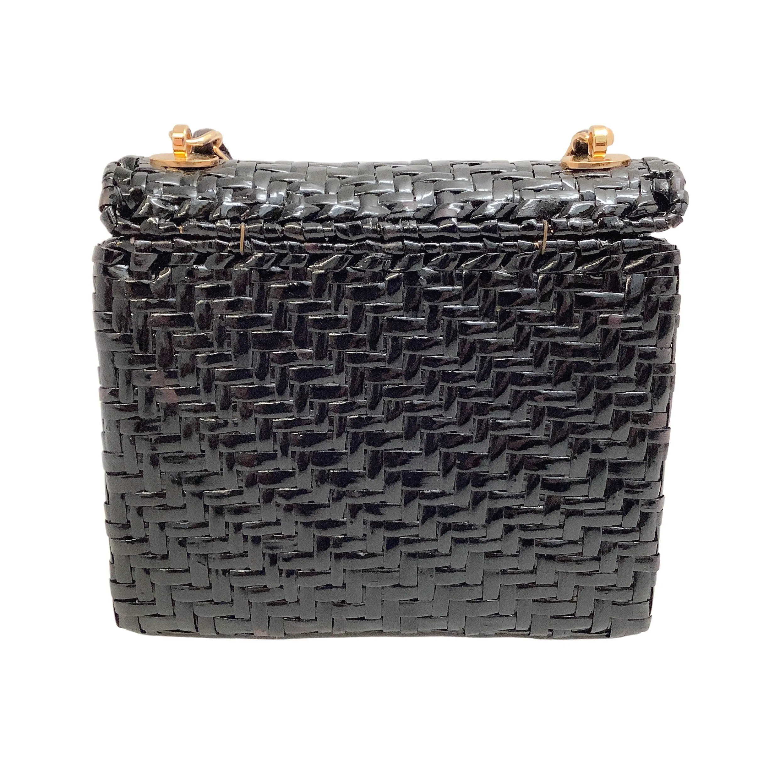 Chanel Vintage 1990's Black Mini Wicker 24K Hardware Shoulder Bag