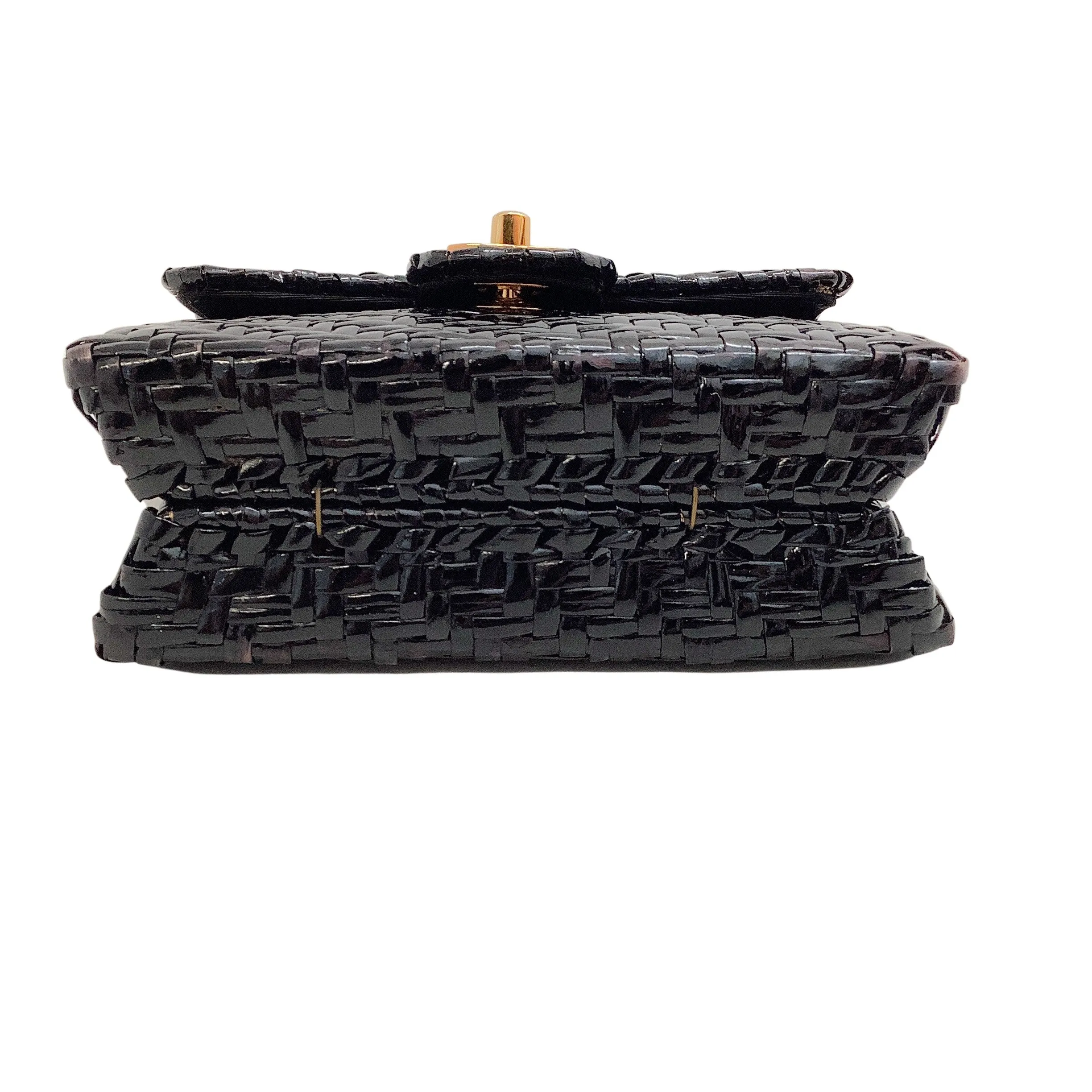 Chanel Vintage 1990's Black Mini Wicker 24K Hardware Shoulder Bag