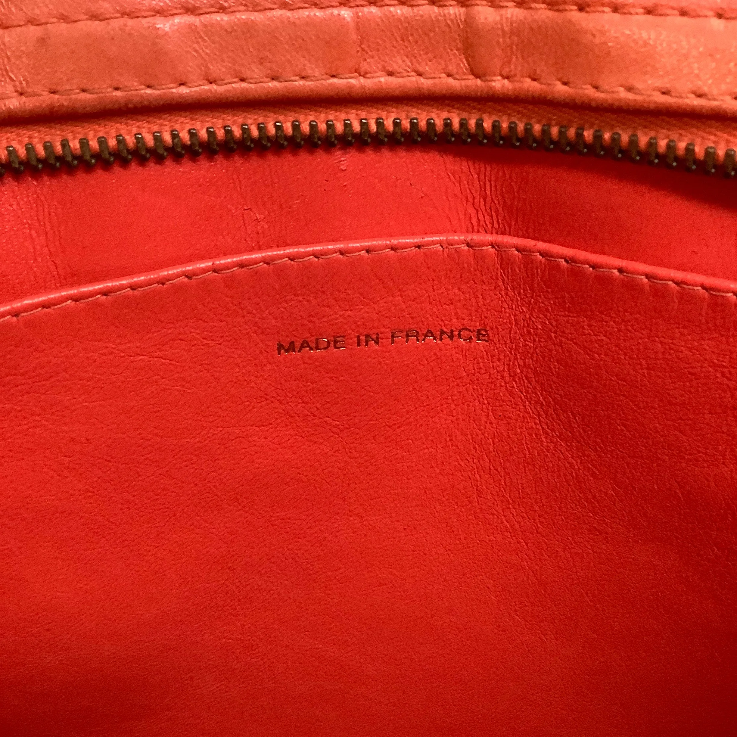 Chanel Vintage Orange Lambskin Leather Quilted Shoulder Bag with Tortoise Acrylic Hardware