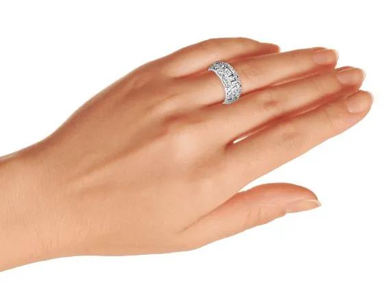 Channel Pink Princess Cut CZ Dome Wedding Band Ring Sterling Silver