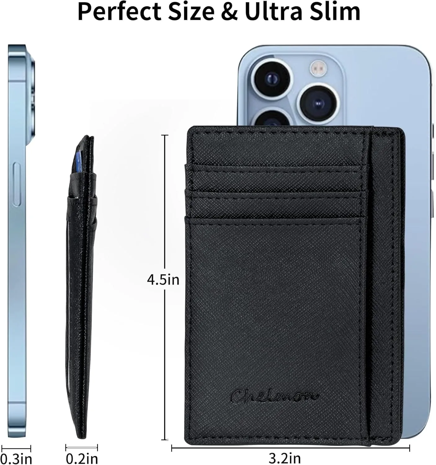 Chelmon Slim Wallet for Men, Minimalist Front Pocket RFID Blocking Credit Card Holder