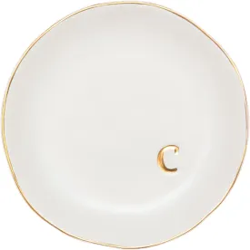 COLLECTIVE HOME - Ceramic Jewelry Tray, Decorative Trinket Dish for Rings Earrings Necklaces Bracelet Watch Keys, Birthday Mother's Day for Women, 4.75", White Surface (C)