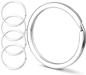 Crest 5 pcs Surgical and Marine Grade Stainless Steel Split Ring for Keychains 1.25 inch 2mmx32mm SS316 Key Rings for Car Keys
