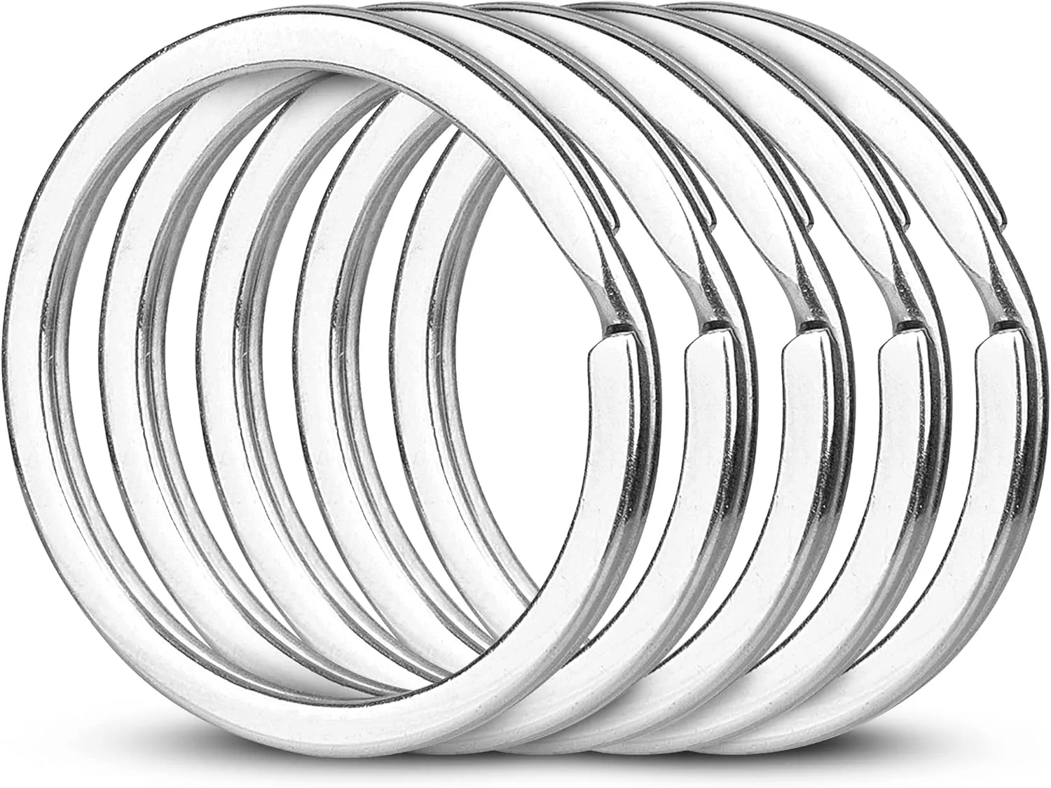 Crest 5 pcs Surgical and Marine Grade Stainless Steel Split Ring for Keychains 1.25 inch 2mmx32mm SS316 Key Rings for Car Keys