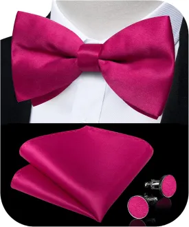 DiBanGu 3PCS Bow Ties for Men Pre-Tied Bow Tie and Pocket Square Set Adjustable Solid Satin Formal Tuxedo Bow Tie Wedding