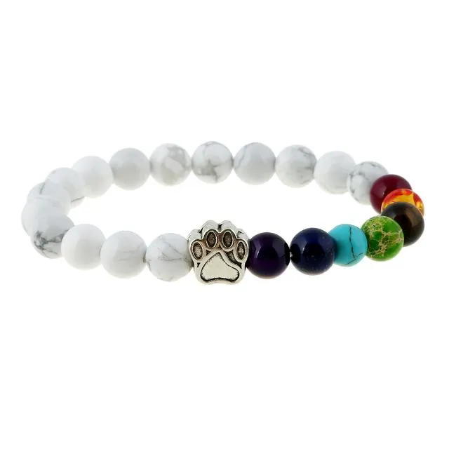 Dog Paw Lava Stone Chakra Bracelet