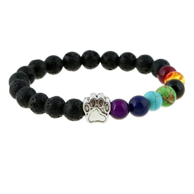 Dog Paw Lava Stone Chakra Bracelet