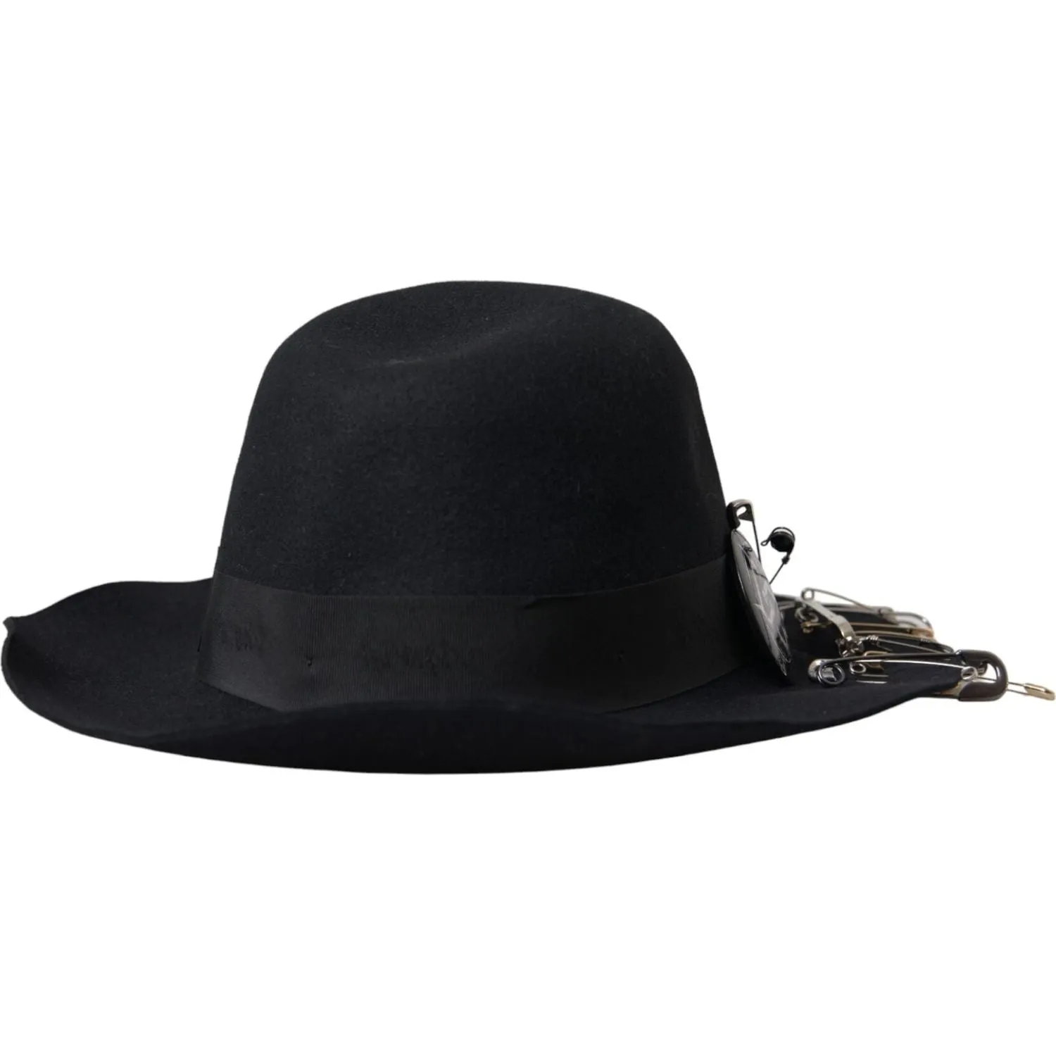 Dolce & Gabbana Black Embellished Fedora Wide Brim Hat Men