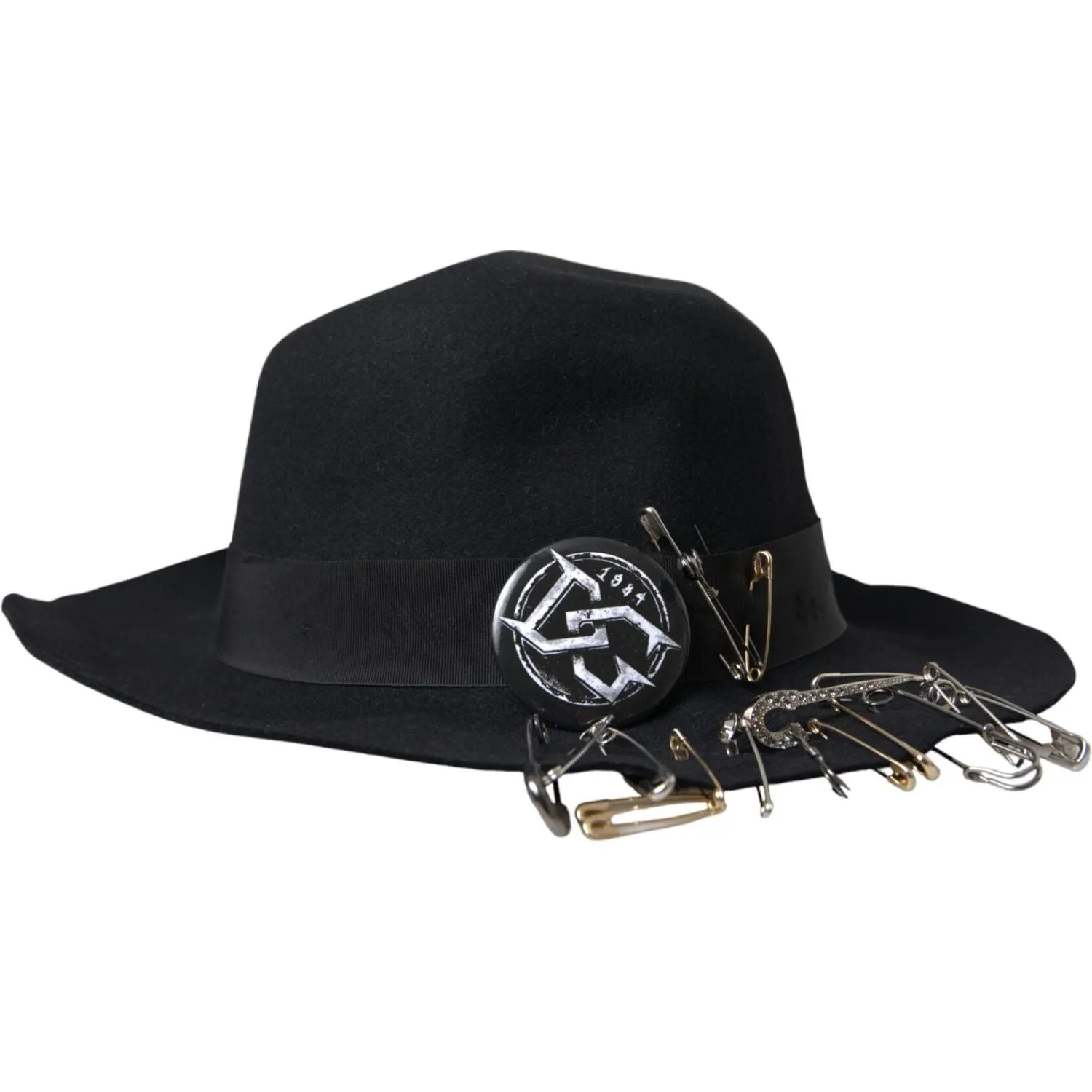 Dolce & Gabbana Black Embellished Fedora Wide Brim Hat Men