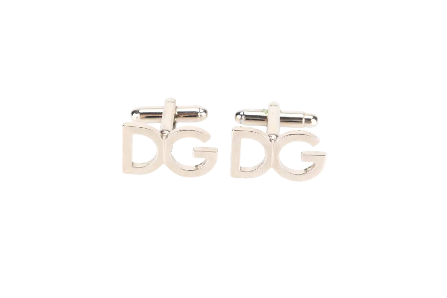 DOLCE&GABBANA SILVER CUFFLINKS DG INITIALS, NO BOX