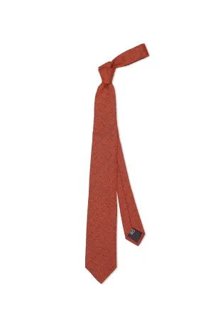 Drake's Orange/Navy Herringbone Silk/Wool Woven Tie