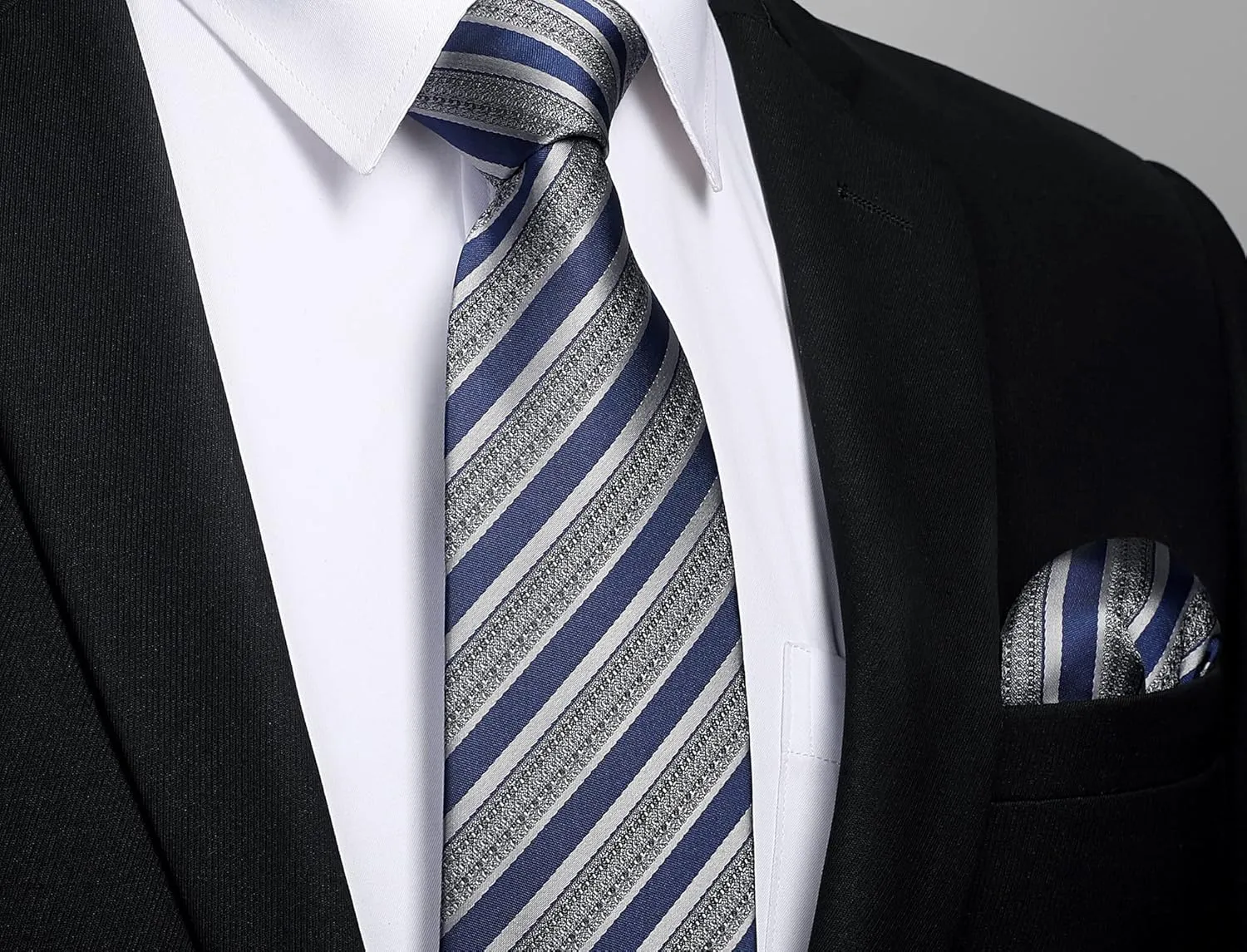 Enlision Mens Ties Stripe Tie and Pocket Square Set Classic Formal Woven Neckties Handkerchief Cufflinks Wedding