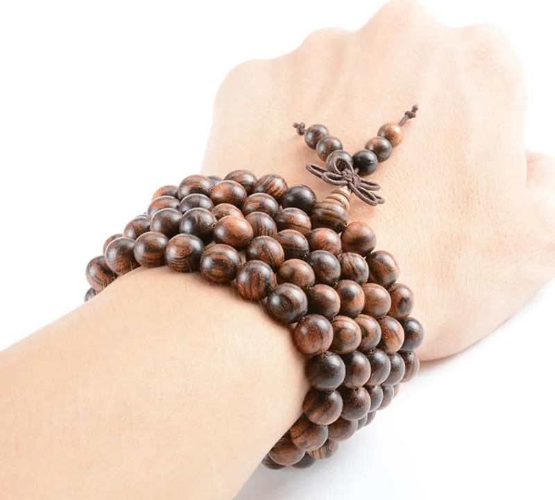 Exotic Bocote Wood 108 Beads Mala Bracelet