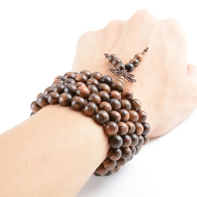 Exotic Bocote Wood 108 Beads Mala Bracelet