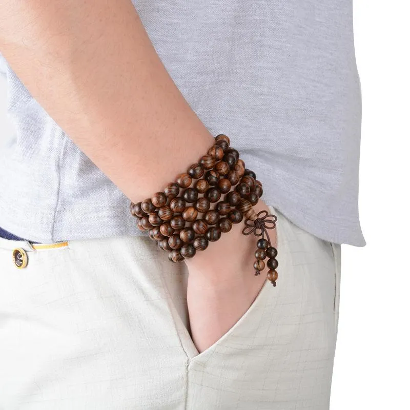 Exotic Bocote Wood 108 Beads Mala Bracelet