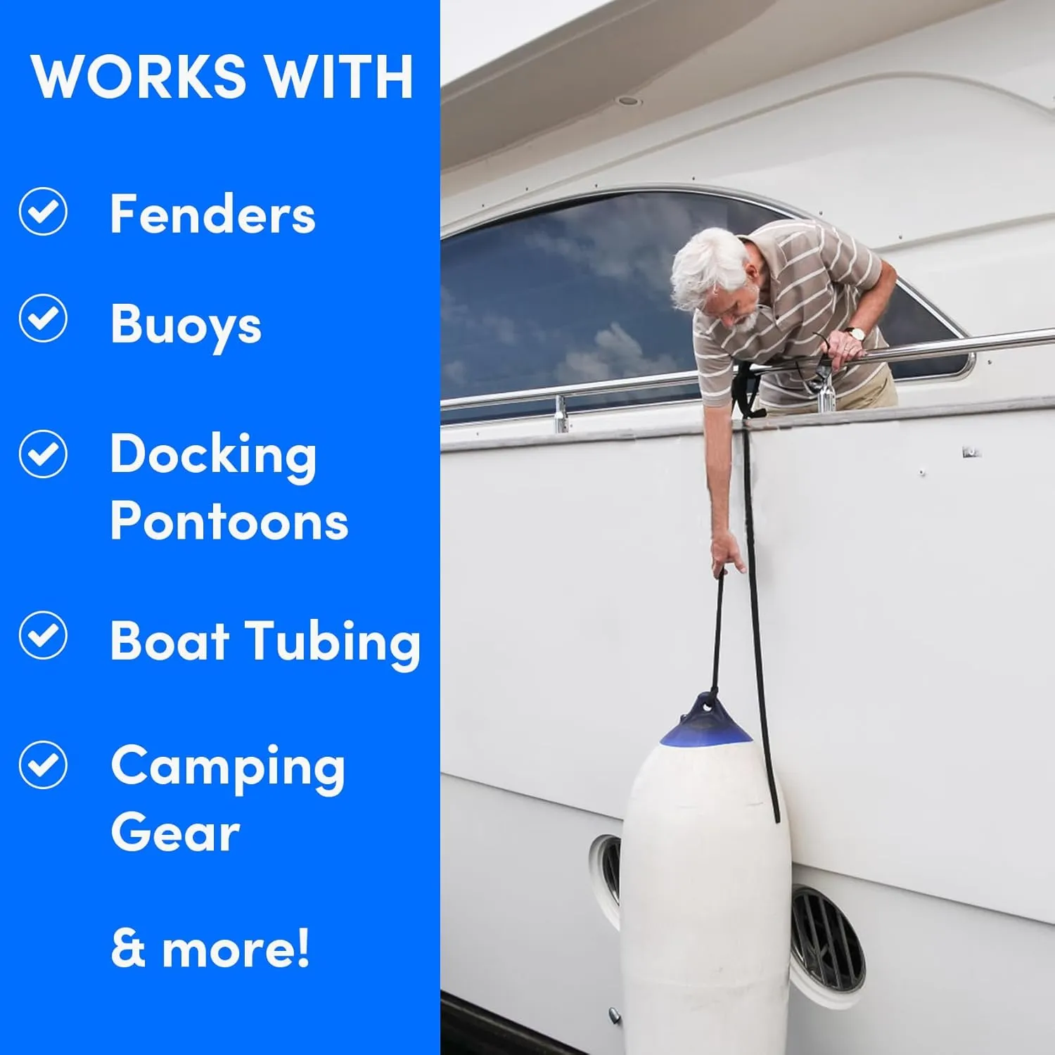 Fender Lines, 3/8'' x 6' Boat Fender Lines with Loop, Double Braid Boat Bumper Rope Boat Fender Rope Dock Lines Boat Ropes for Docking Boat Lines Dock Ties Jet Ski Mooring Small Boating Docking 4 Pack