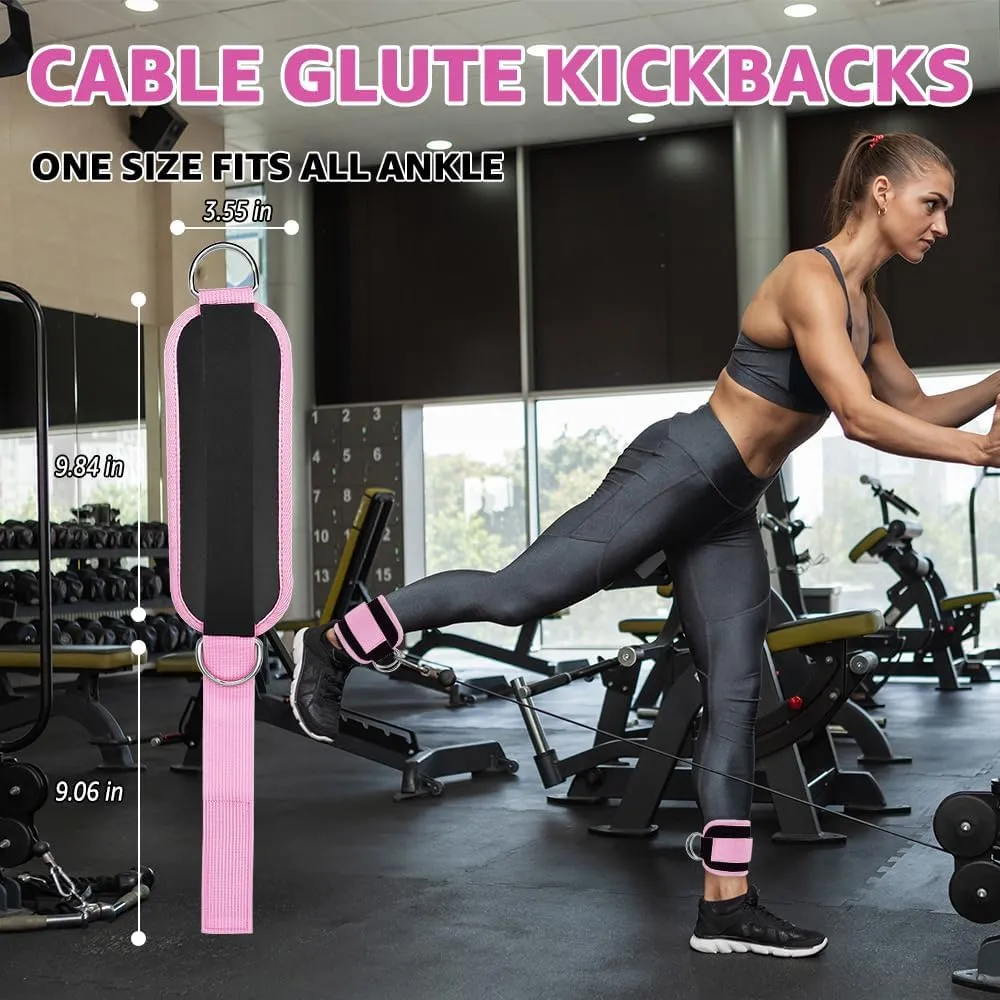 Fitness Ankle Straps for Cable Machine, Kickbacks Glute Workouts, Lower Body Exercises, Adjustable Leg Straps with Neoprene Padding Men Women