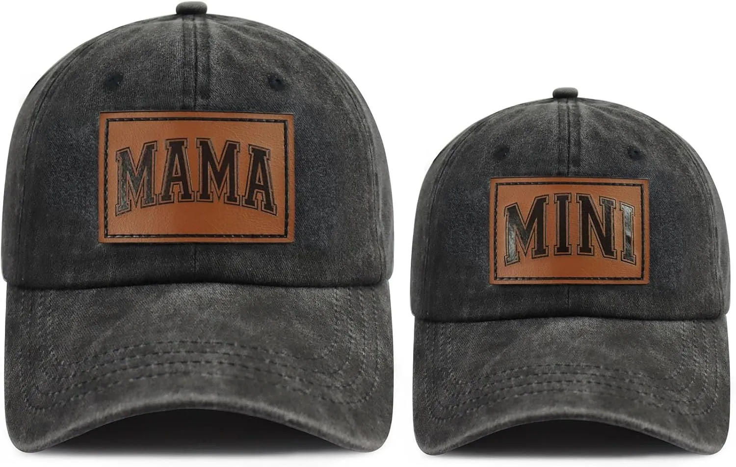 Funny Embroidered Mama and Mini Hat for Mom Kid, Adjustable Matching Parent-Child Baseball Cap Set of 2